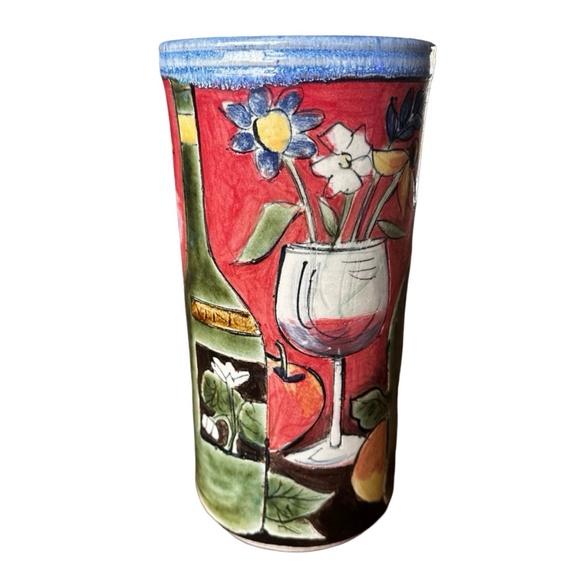 Handcrafted Stoneware Wine Chiller Cooler Bucket 10” Artisan Signed - Picture 3 of 6